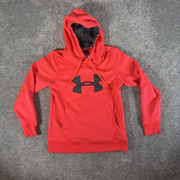 Under Armour Hoodie Medium ColdGear Fleece Big Logo Pullover 1273628 Athleisure - Picture 1 of 13